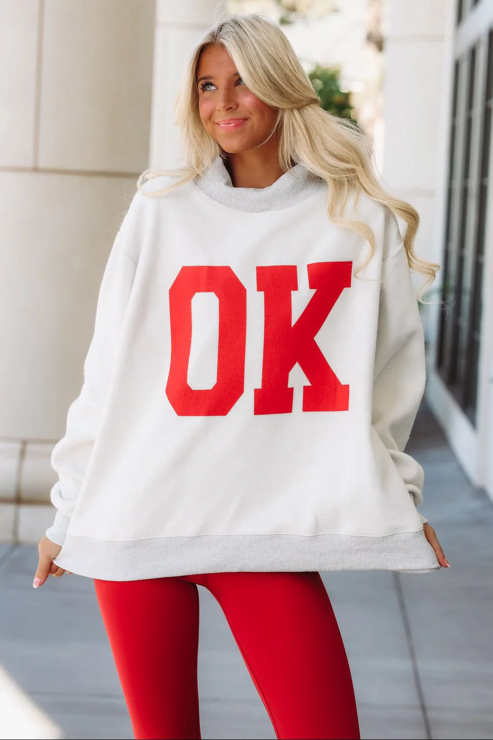 OK With Me Reversable Sweatshirt - Heather Grey