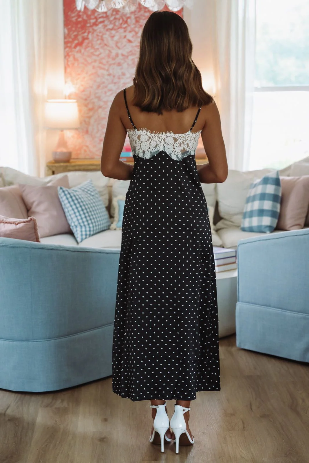 Polka Dot Queen Maxi Dress - Black and White - Image 5
