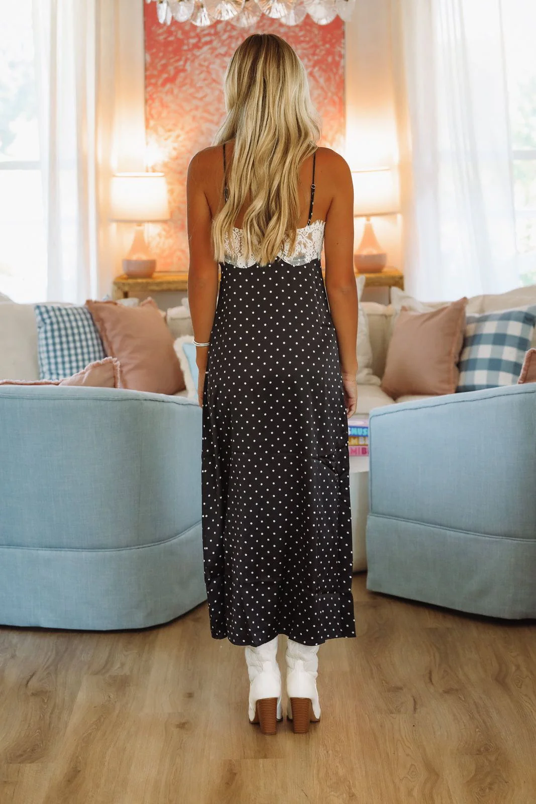 Polka Dot Queen Maxi Dress - Black and White - Image 7