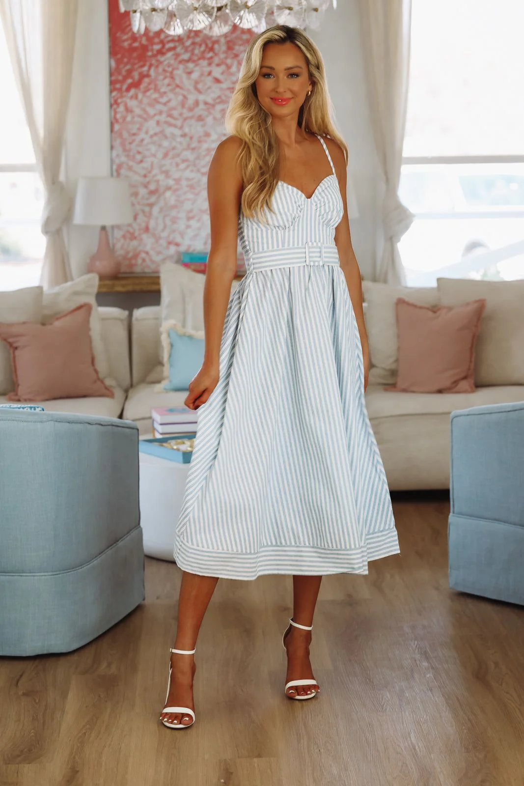 Polo Club Worthy Maxi Dress - Blue and White - Image 3