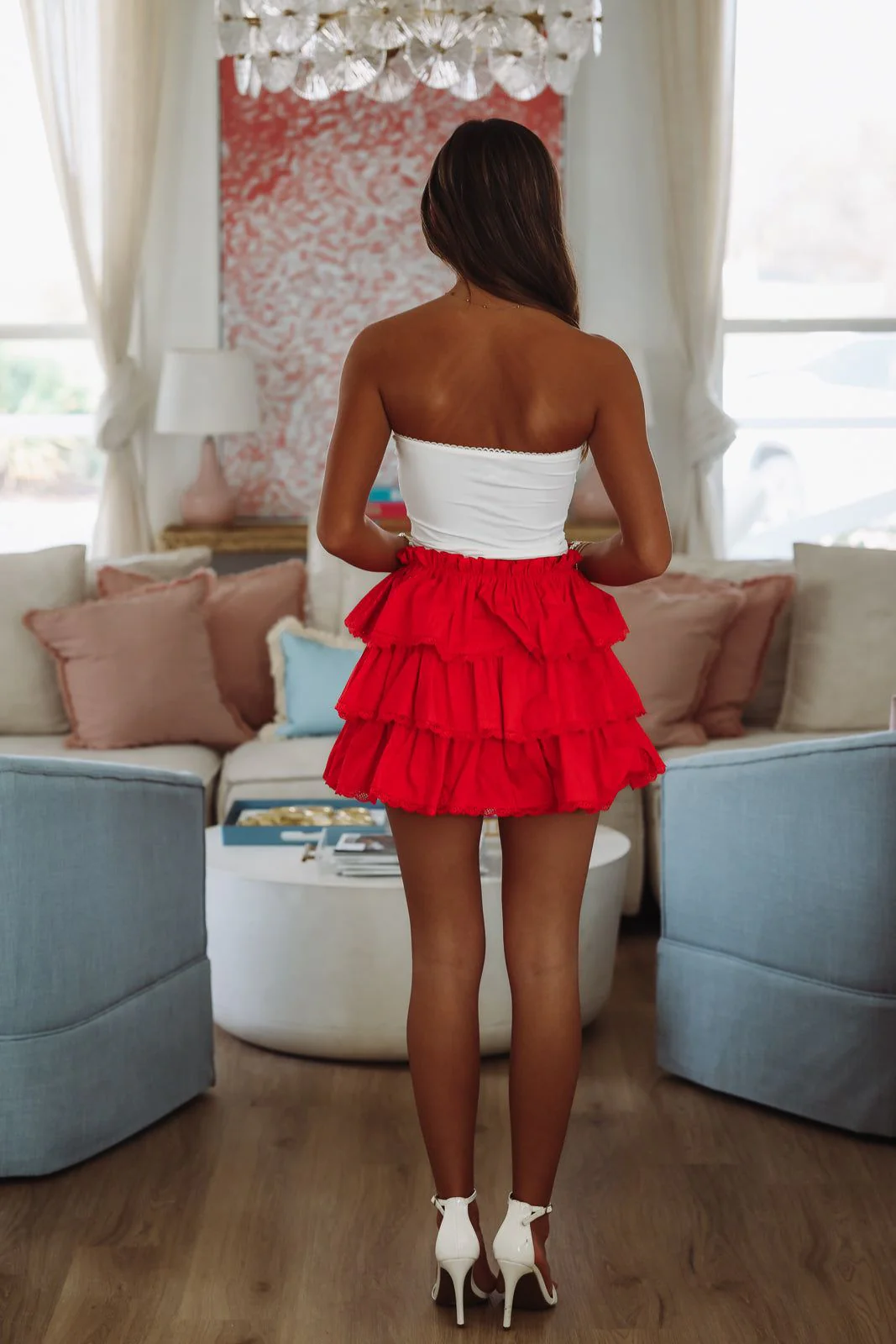 Real Love Ruffle Mini Skort - Red - Image 2