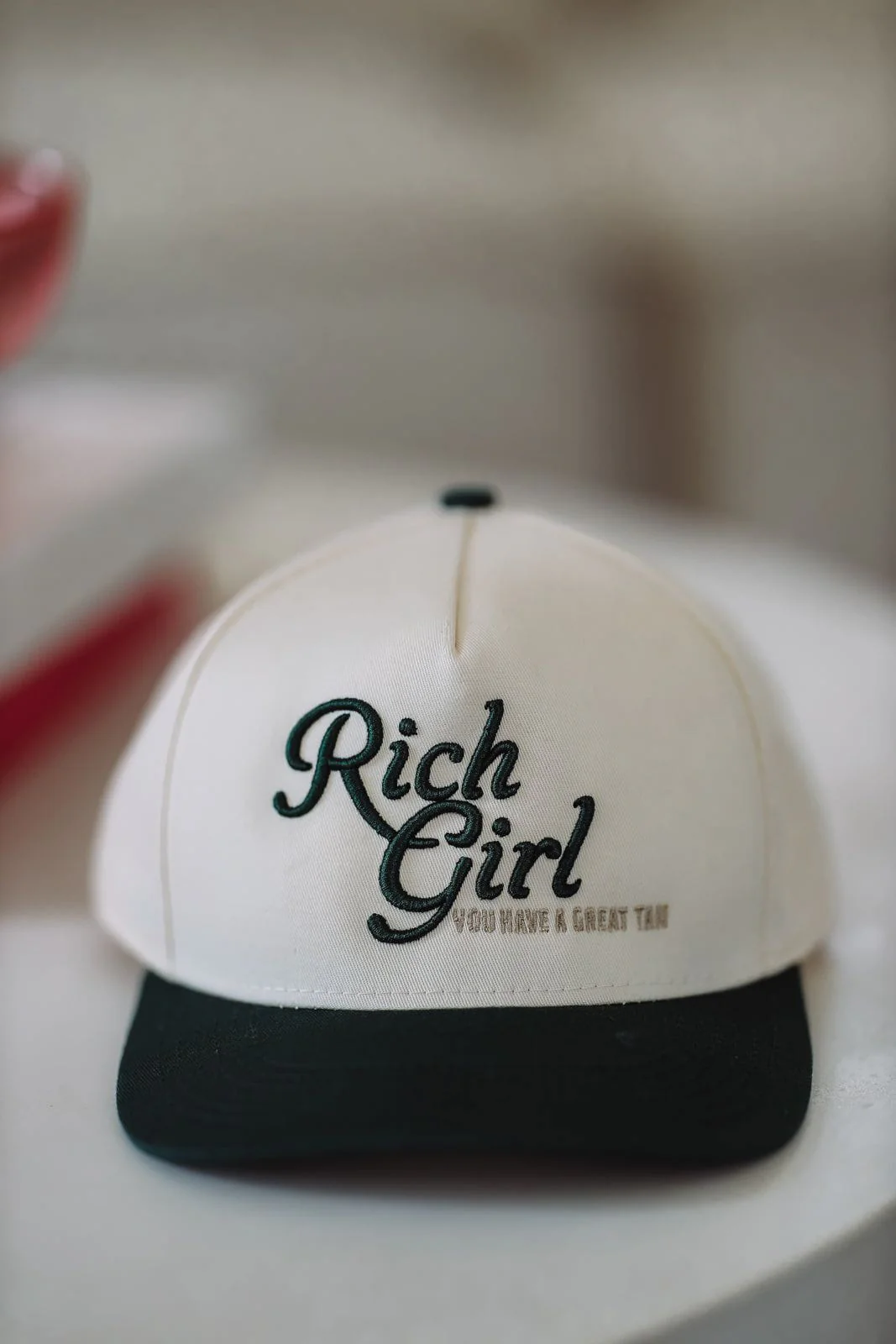Rich Girl Great Tan Two Toned Snapback Hat - Beige and Green (FINAL SALE) - Image 2