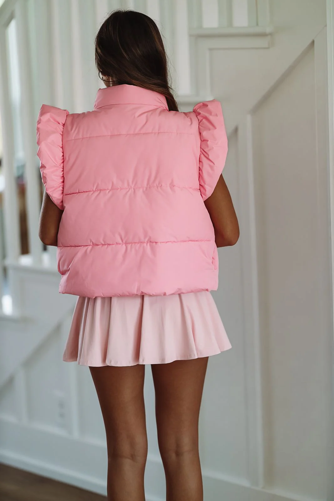 Ruffle Bow Puff Vest - Pink - Image 2