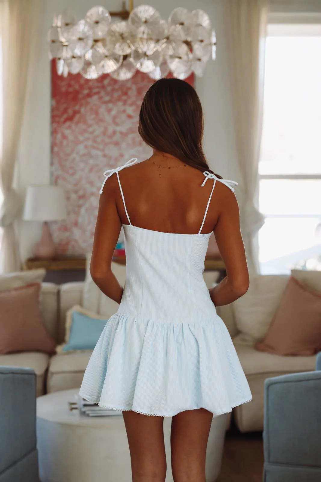 Sadie Mini Dress - Blue and White - Image 6