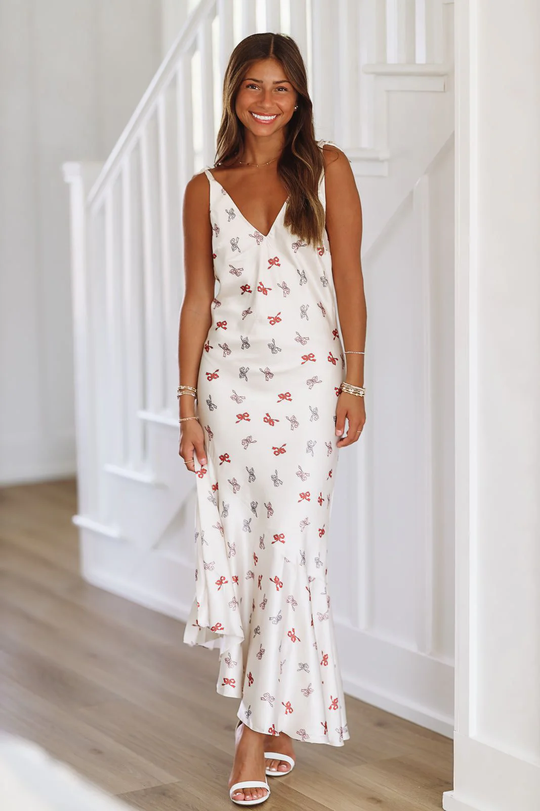 Satin Asymmetric Hem Slip Maxi Dress  - Ivory (FINAL SALE) - Image 3
