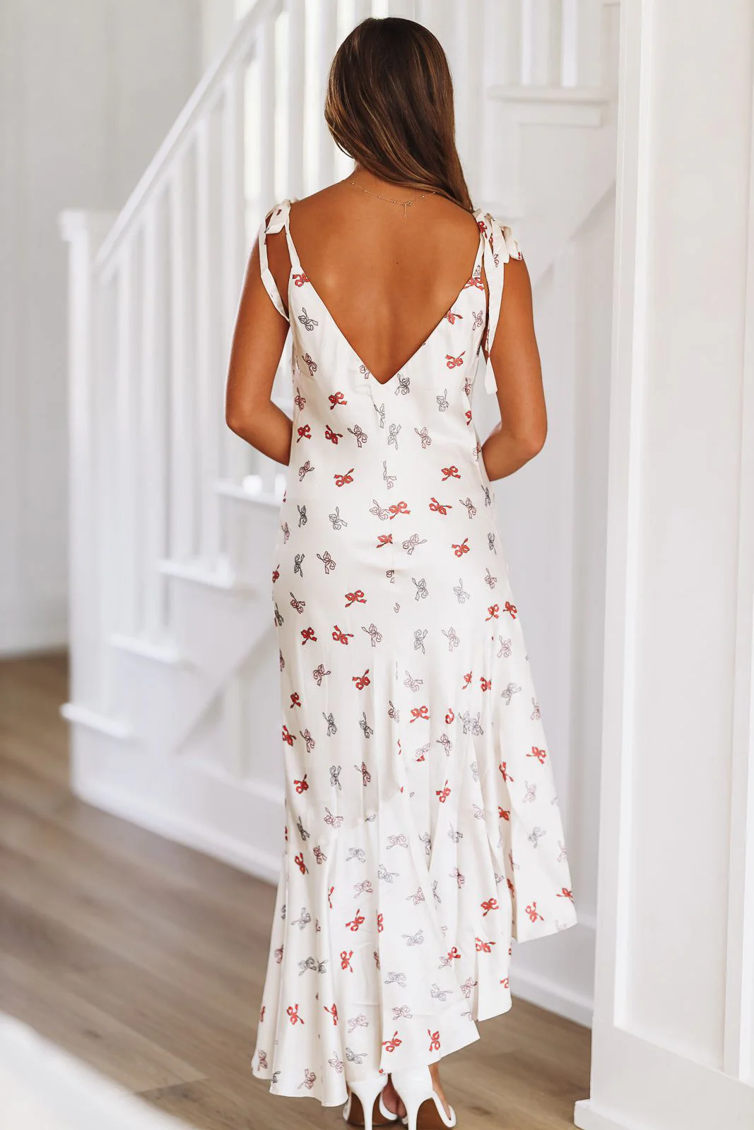 Satin Asymmetric Hem Slip Maxi Dress  - Ivory (FINAL SALE) - Image 4