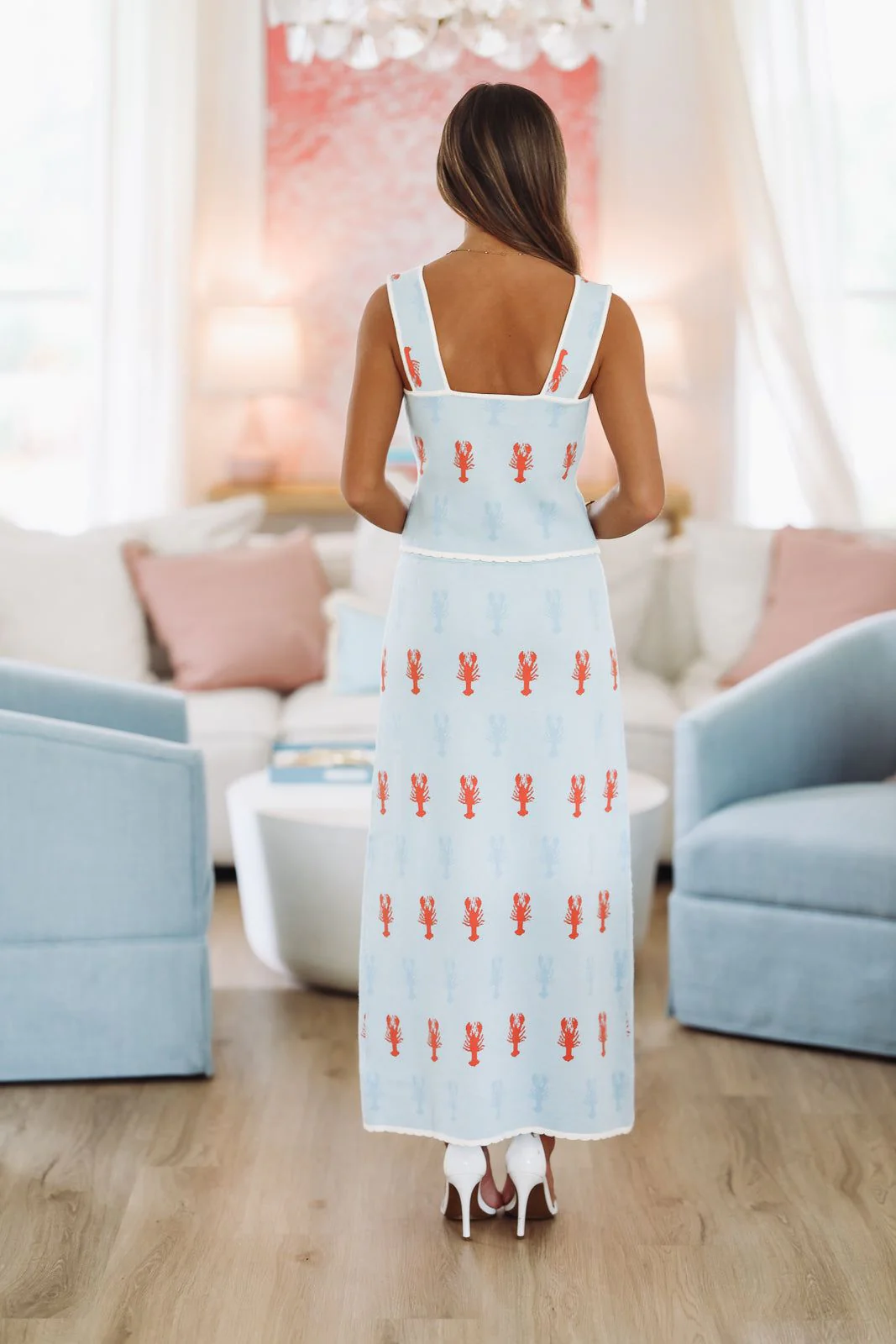 Seaside Top and Midi Skirt Set - Light Blue - Image 3
