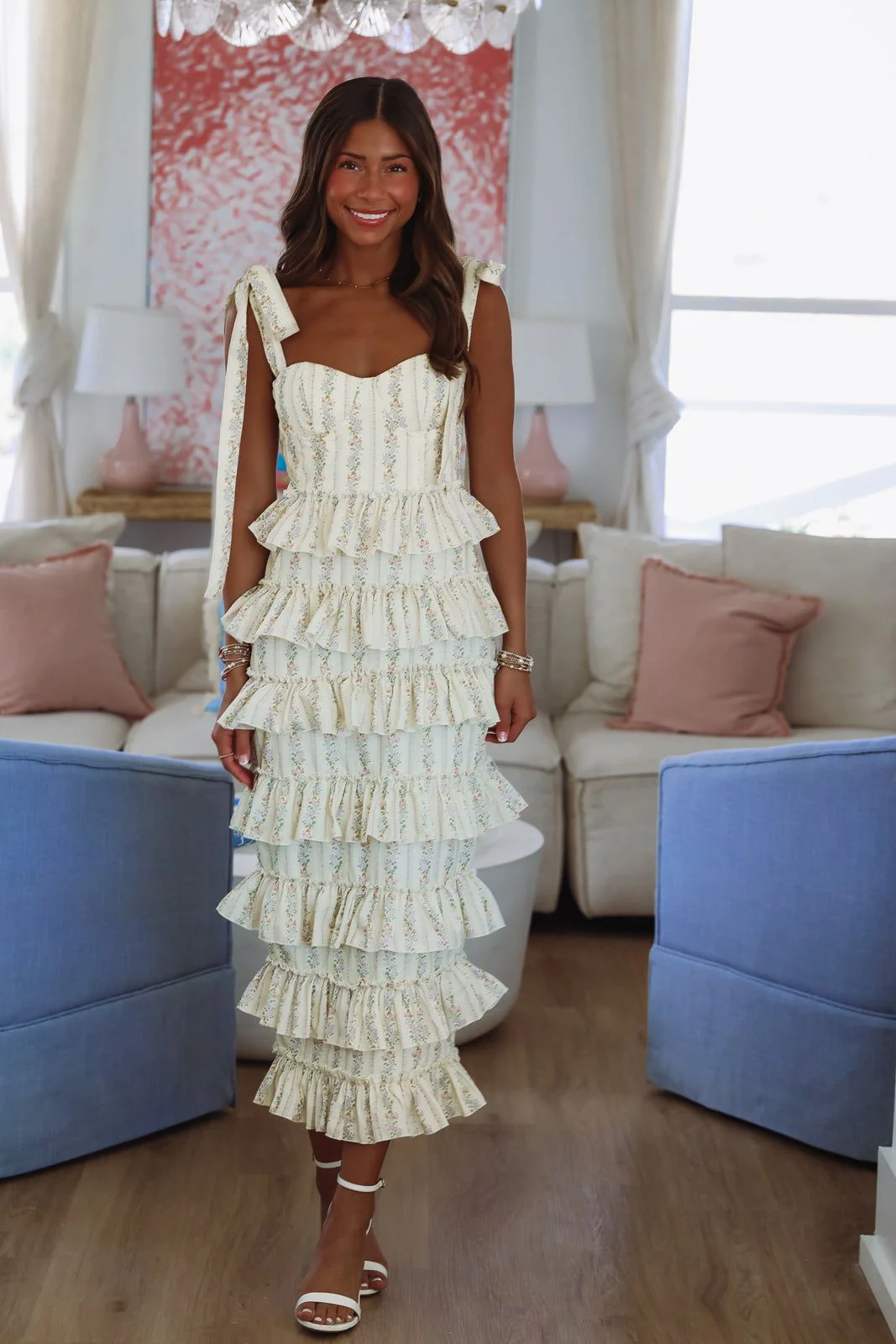 She's Stunning Floral Midi Dress - Light Yellow - Image 2