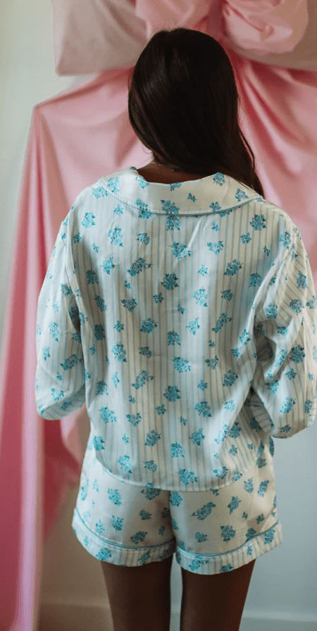 Spectacular Sleeping Pajama Set - Light Blue and White - Image 4