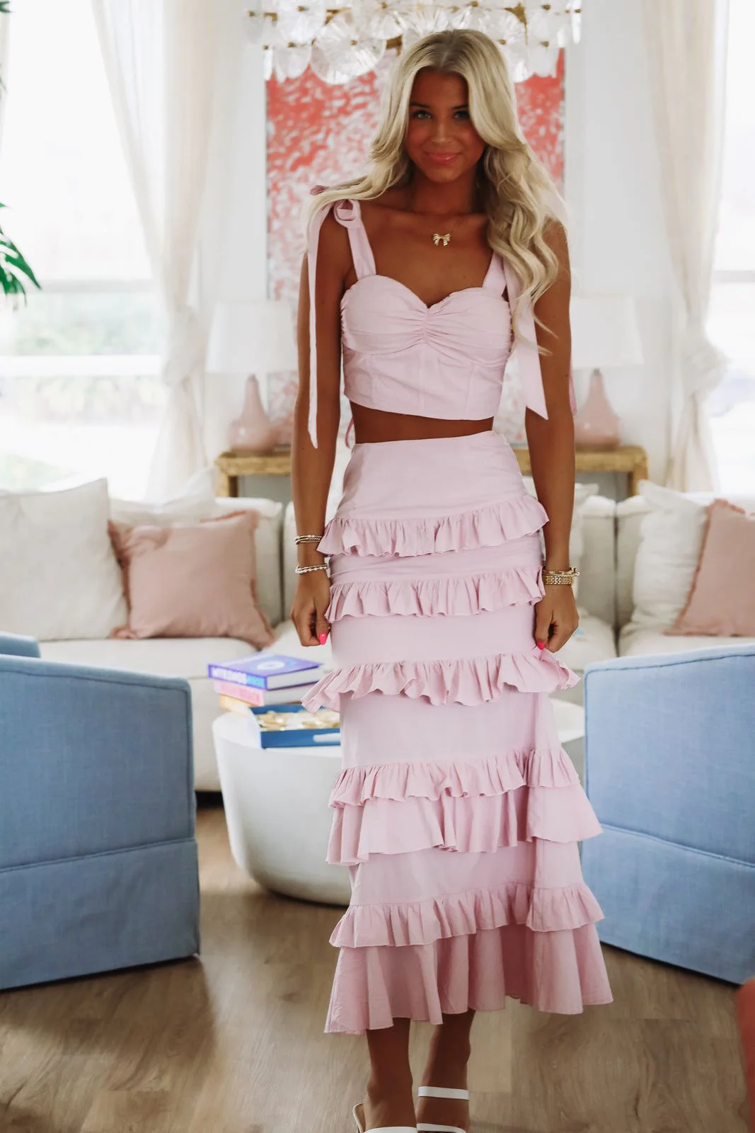 Spring Muse Ruffle Maxi Skirt - Rose Lavender - Image 5