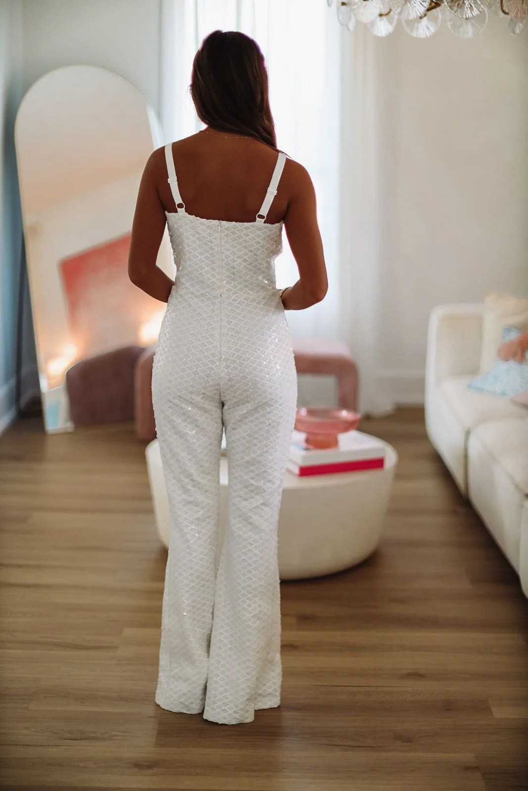 Stay Dolled Up Sequin Jumpsuit - White (FINAL SALE) - Image 3