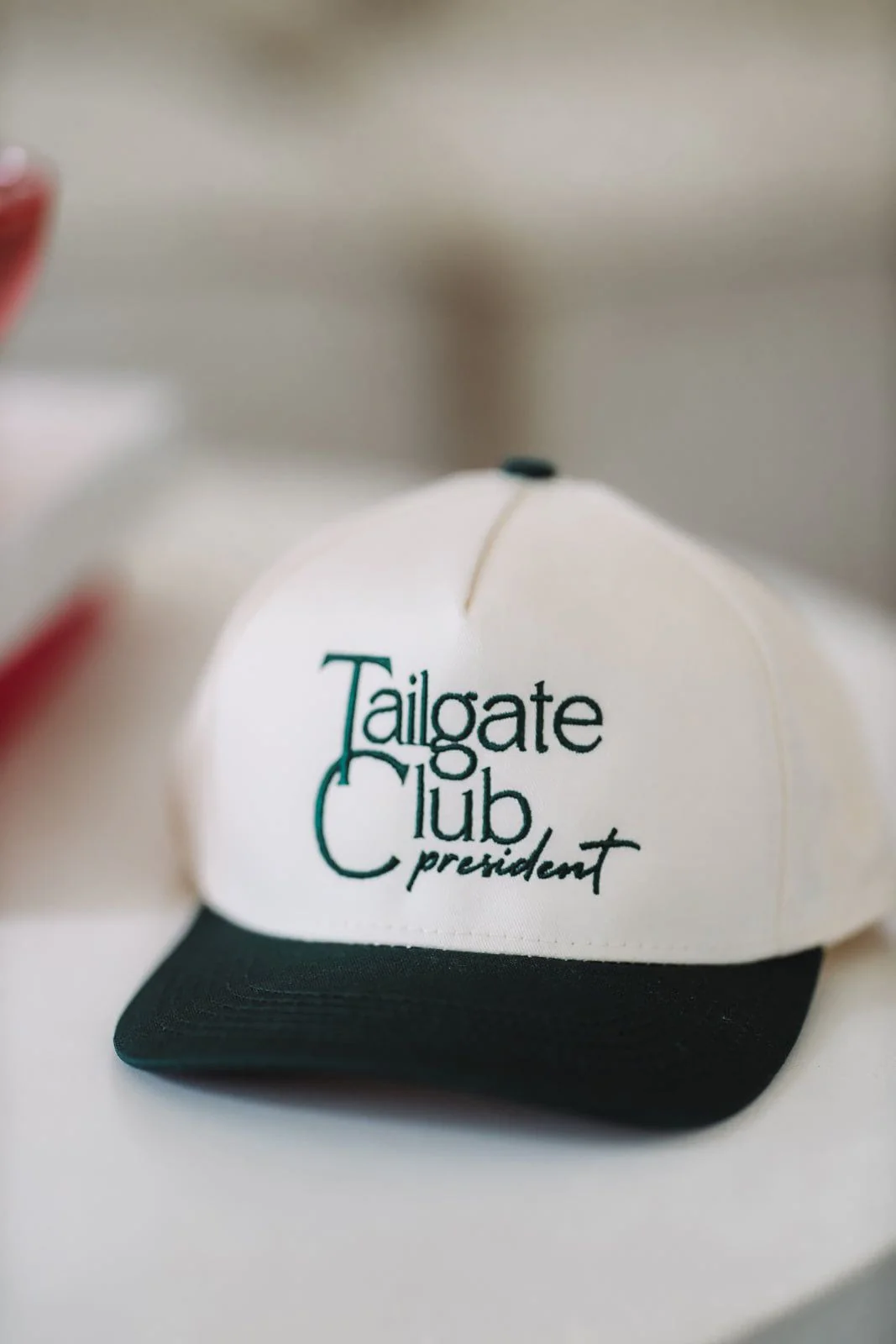Tailgate Club President Two Toned Snapback Hat - Beige and Green
