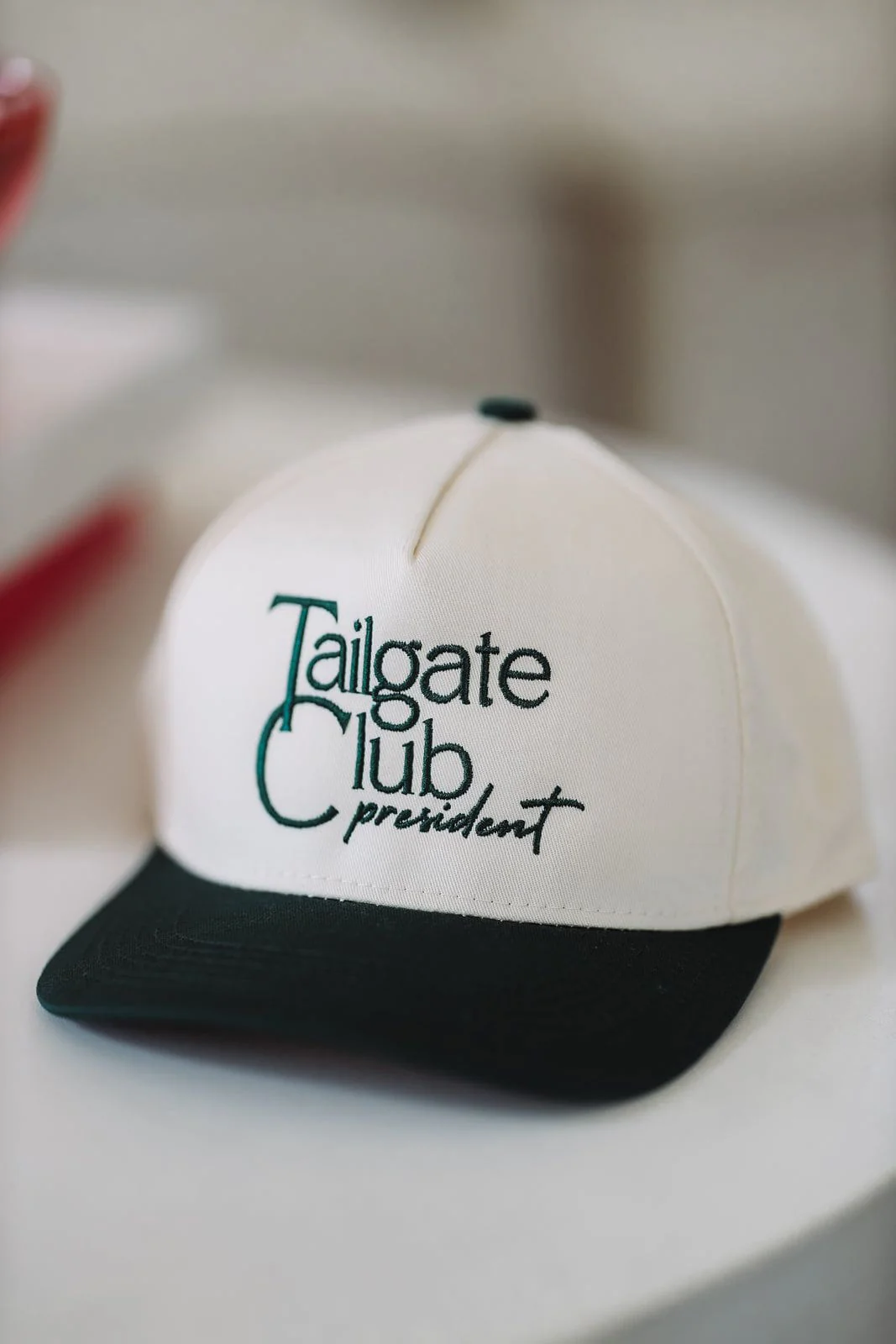 Tailgate Club President Two Toned Snapback Hat - Beige and Green - Image 2