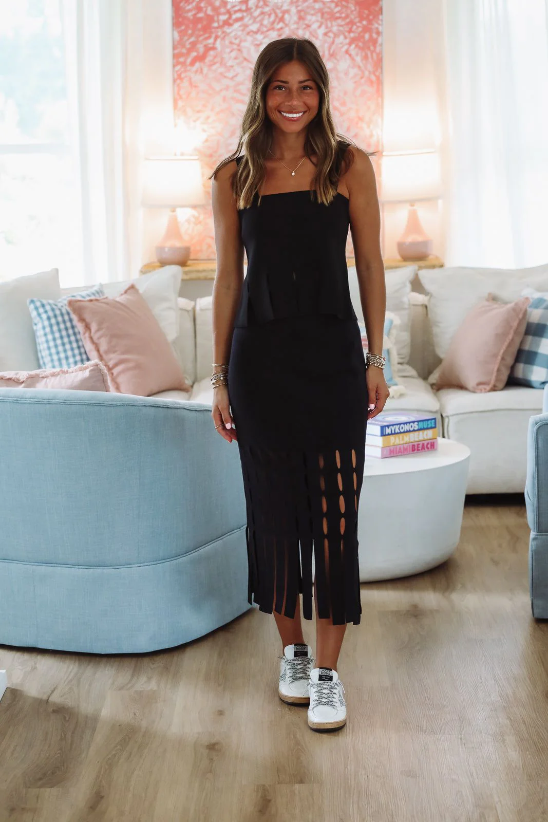 Tangerine Glow Midi Skirt -Black - Image 4