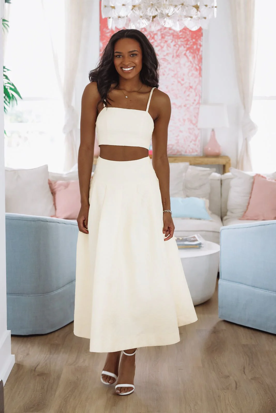 The Keeper Crop Top and Midi Skirt Set - Yellow - Image 3