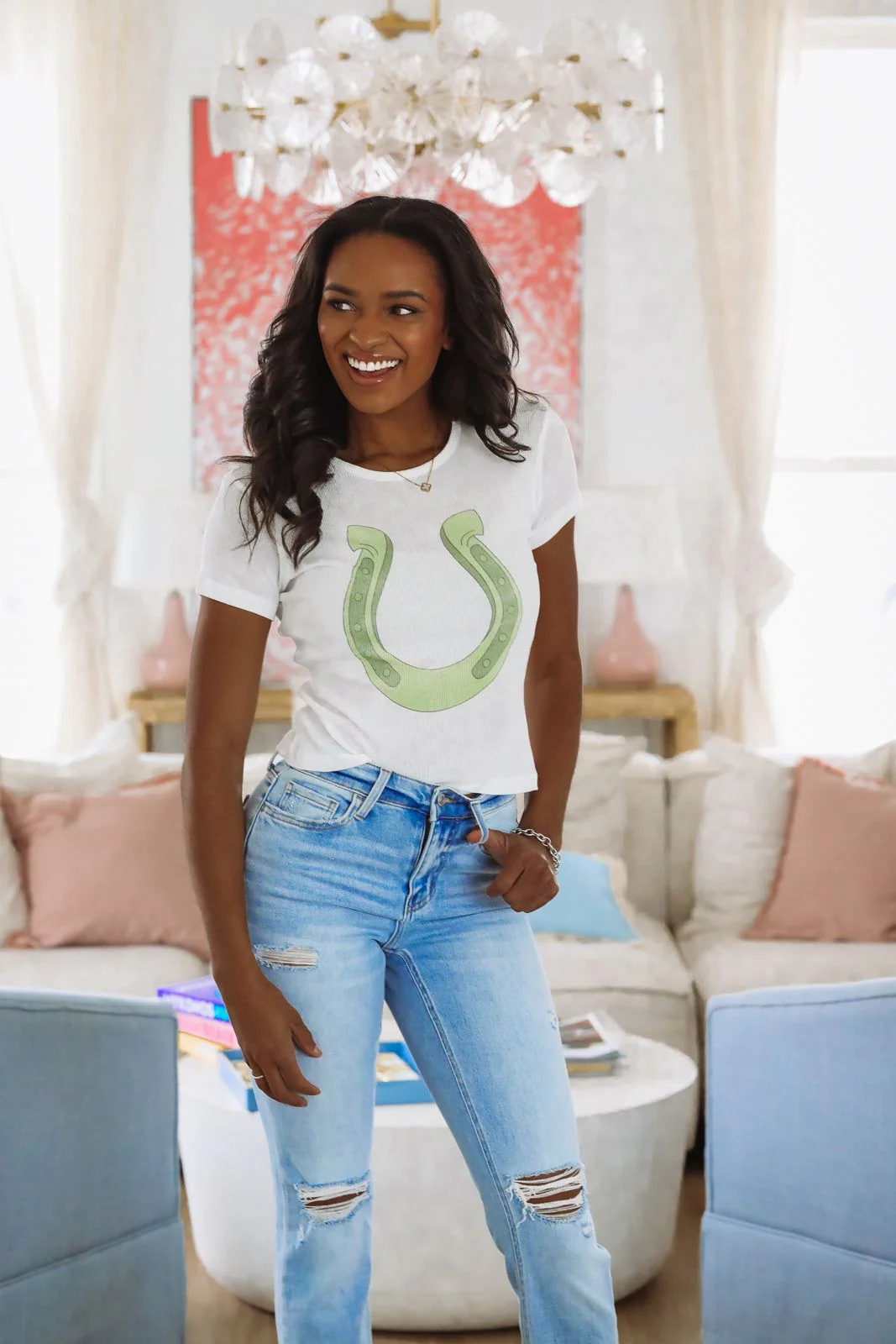 The Laundry Room Lucky Gal Crop Top - White (FINAL SALE) - Image 2