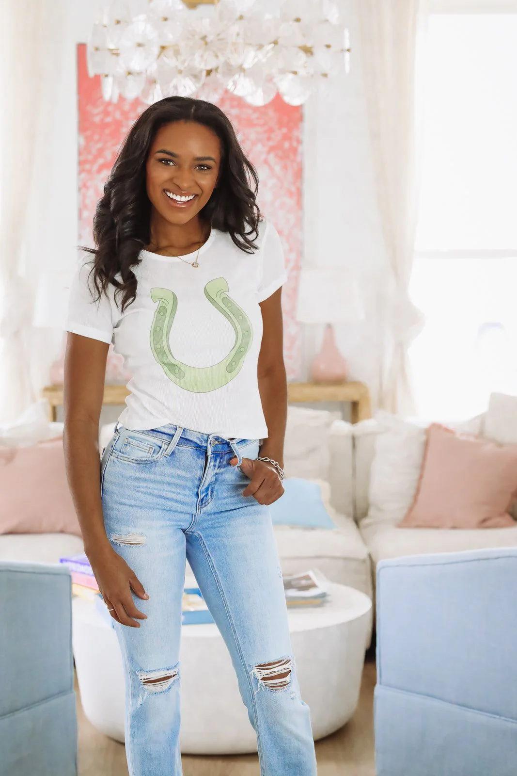 The Laundry Room Lucky Gal Crop Top - White (FINAL SALE) - Image 3