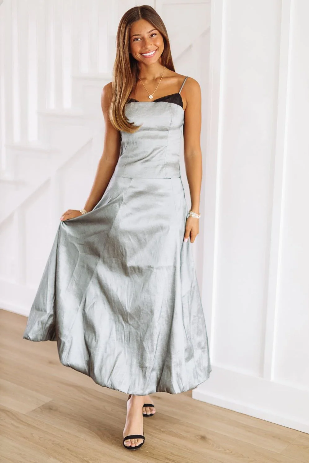This Hits Different Maxi Skirt - Gunmetal Silver (FINAL SALE)