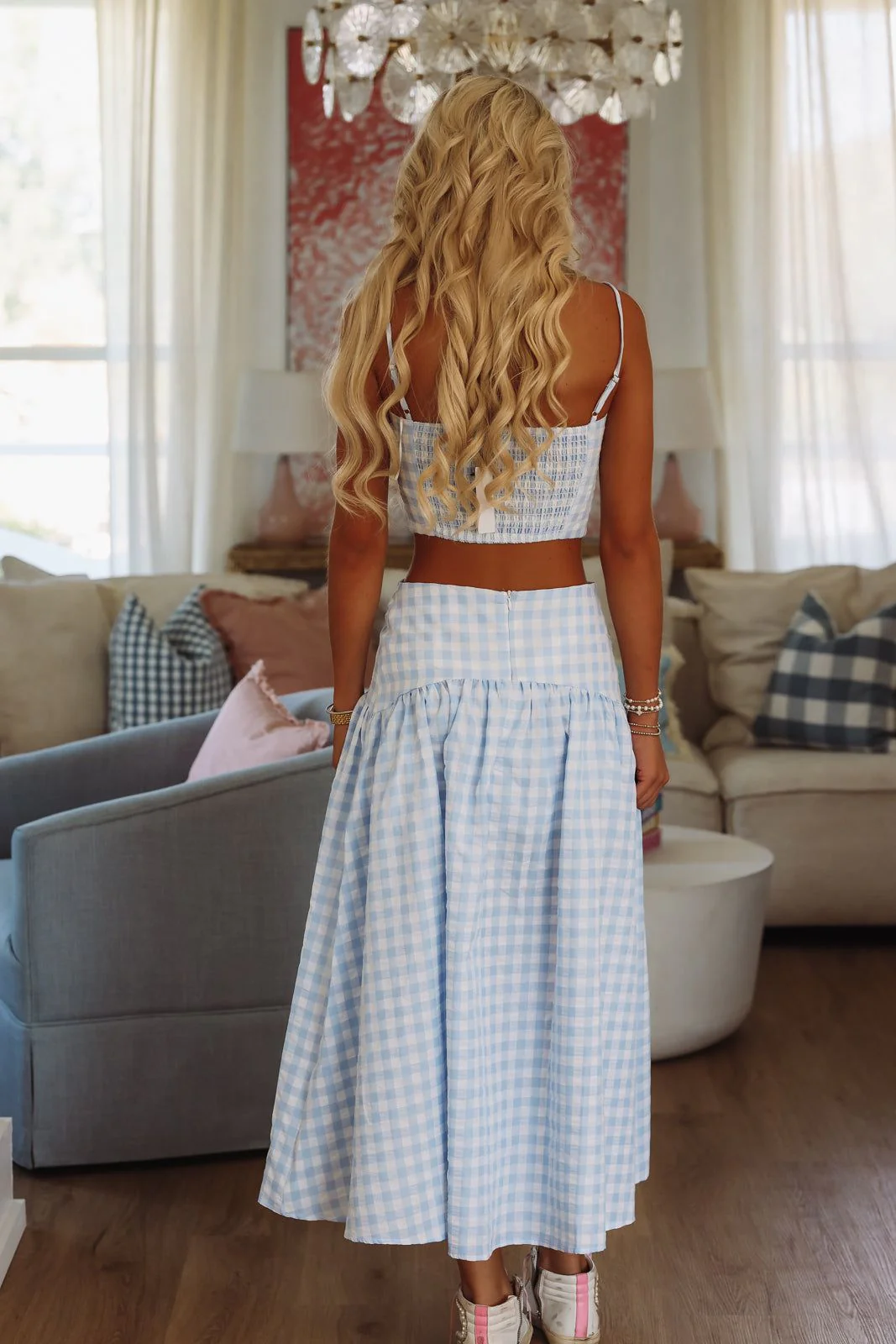 Trophy Time Crop Top - Baby Blue and White - Image 2