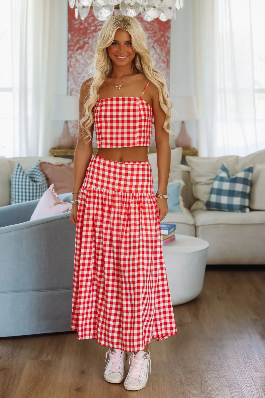 Trophy Time Crop Top - Red and White - Image 2