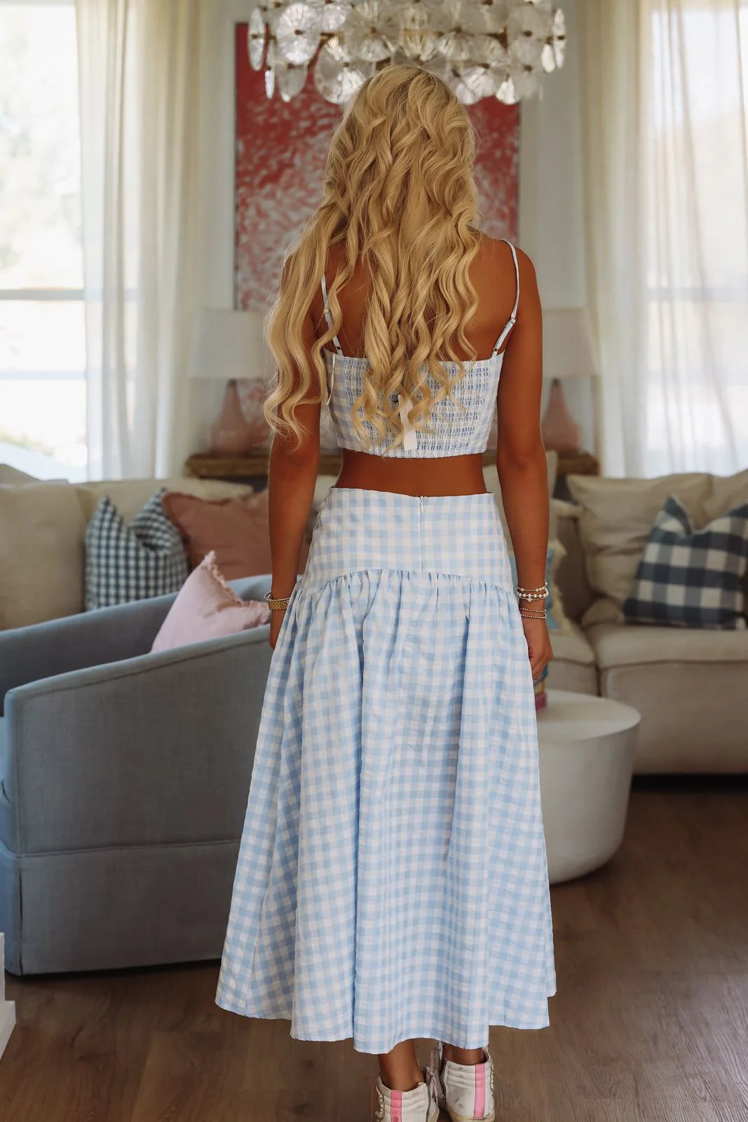 Trophy Time Maxi Skirt - Baby Blue and White - Image 3