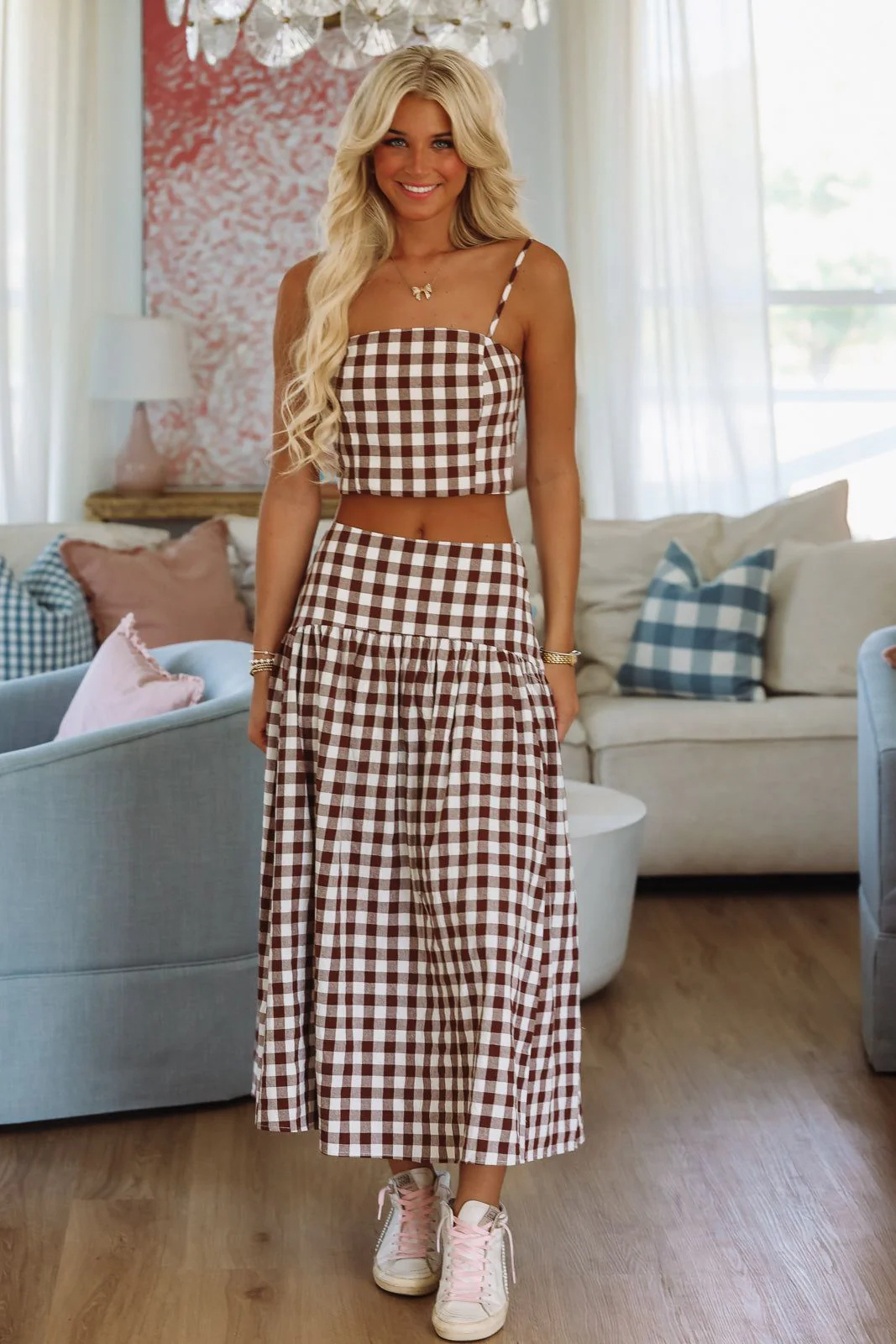 Trophy Time Maxi Skirt - Brown and White - Image 3