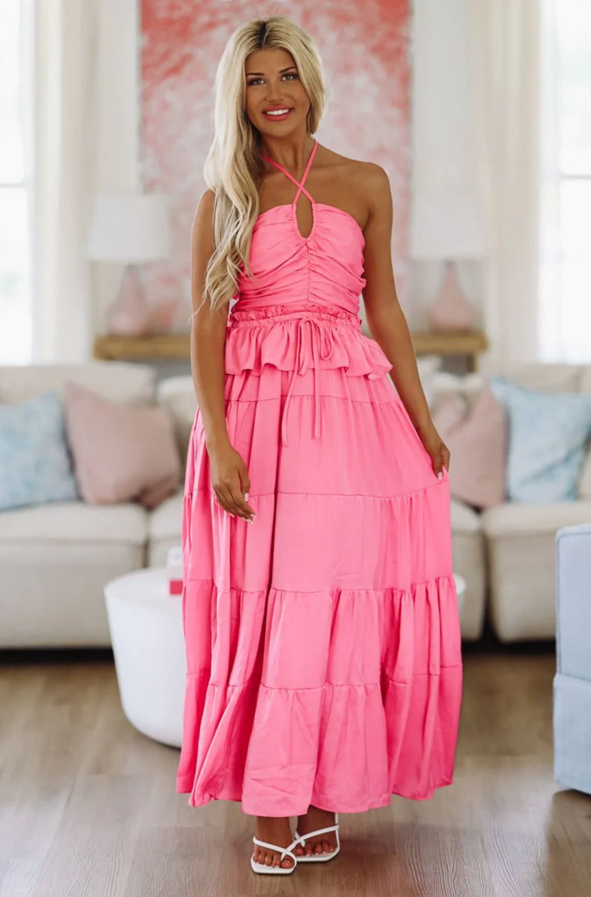Whisk Me Away Maxi Gown Dress - Pink - Image 2