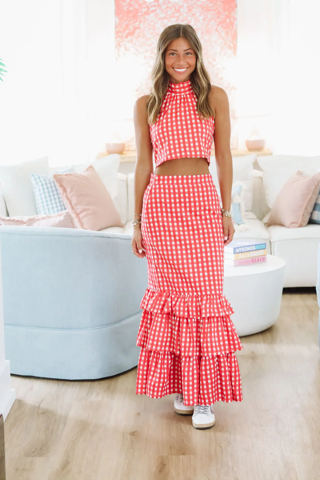 Winning Play Top and Maxi Skirt Set - Red and White - Image 5