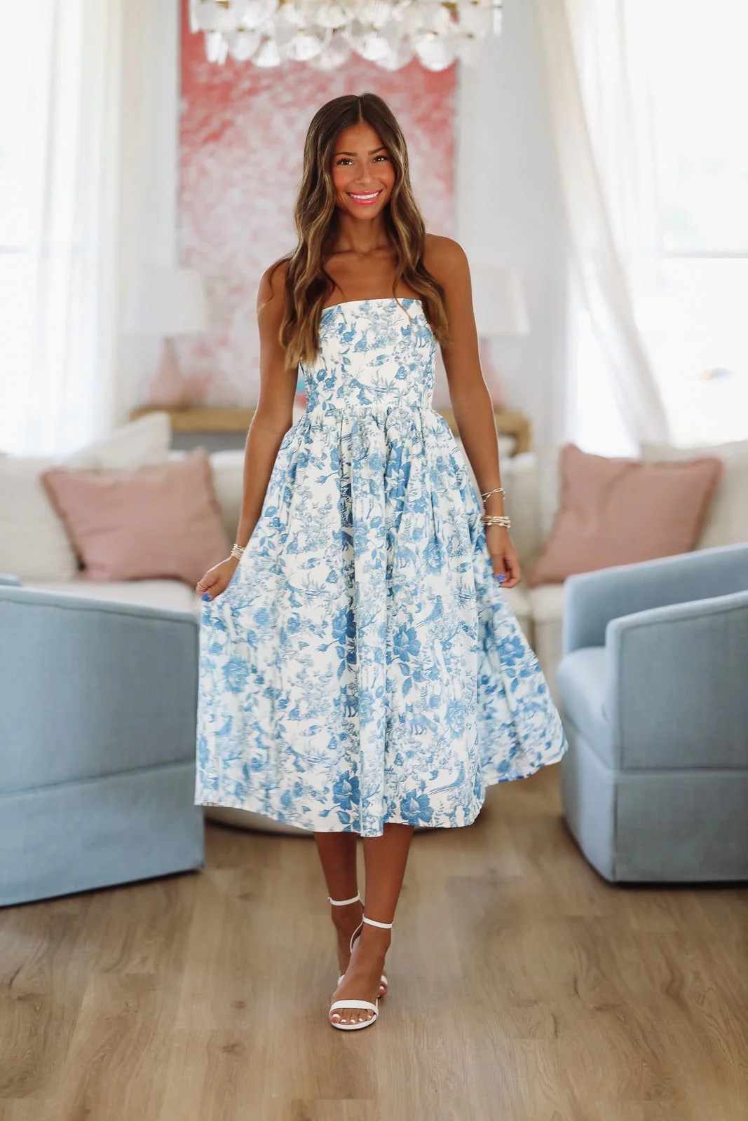 Woodland Summer Midi Dress - Blue - Image 2