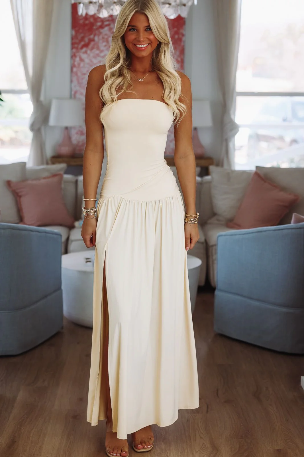 Worldly Romance Maxi Dress - Cream Yellow