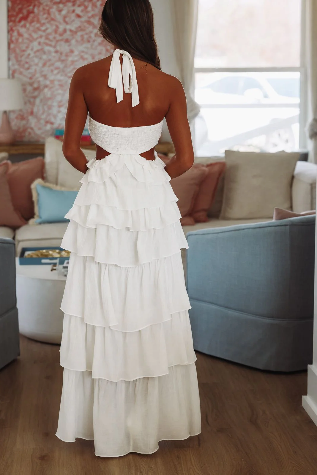 You've Got Me Twisted Maxi Dress - White - Image 4